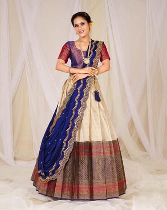 Blue And Wine Banarasi Silk New Lehenga Design