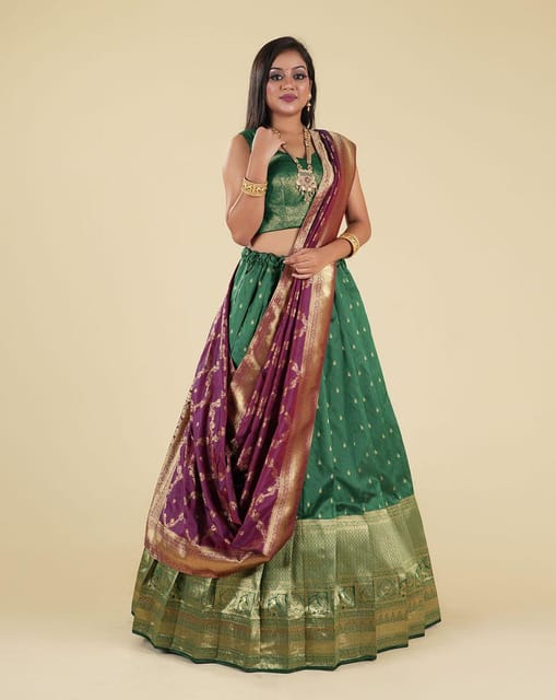 Best savings for Green half saree langa voni - Designerkloth