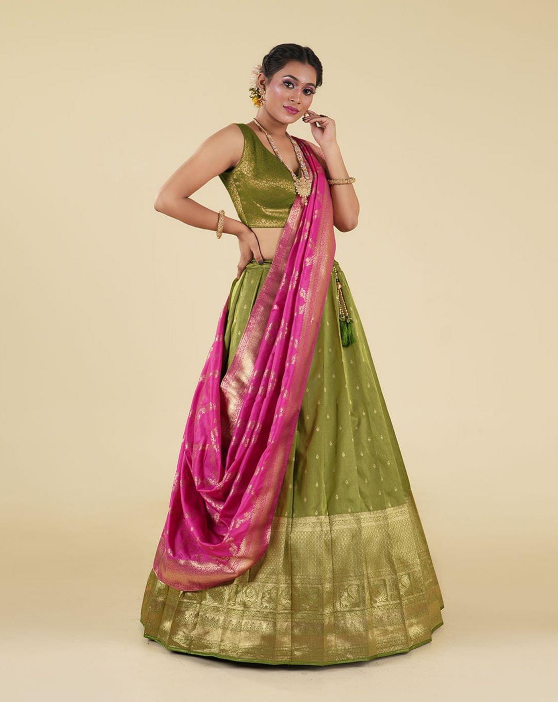 Liril And Rani Banarasi Silk Zari Woven Pattu Half Saree