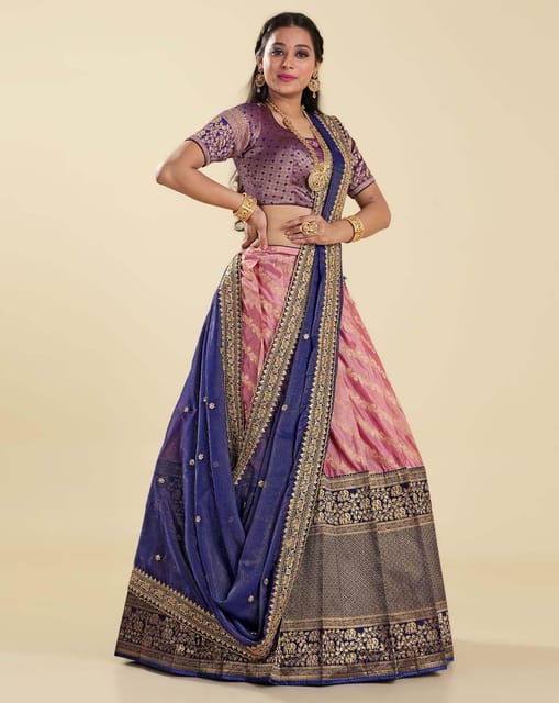Buy HALFSAREE STUDIO Traditional Banarasi Silk Lehenga Choli in Rani Colour  Online at Best Prices in India - JioMart.