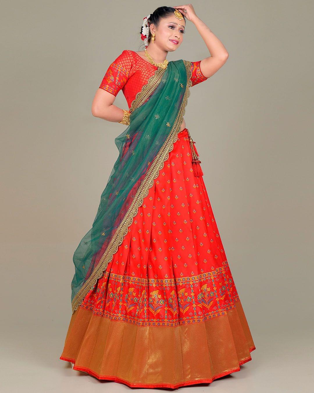 Red Bold And Beautiful: Pleated Lehenga For Women