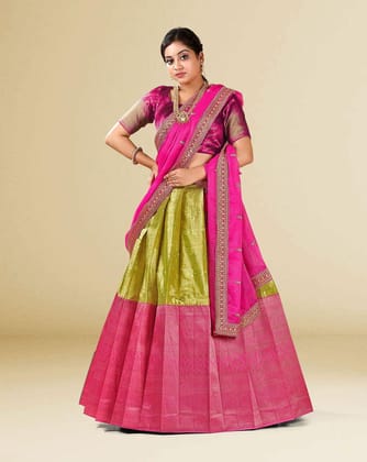 Liril And Rani Stunning Banarasi Silk Half Saree For Women