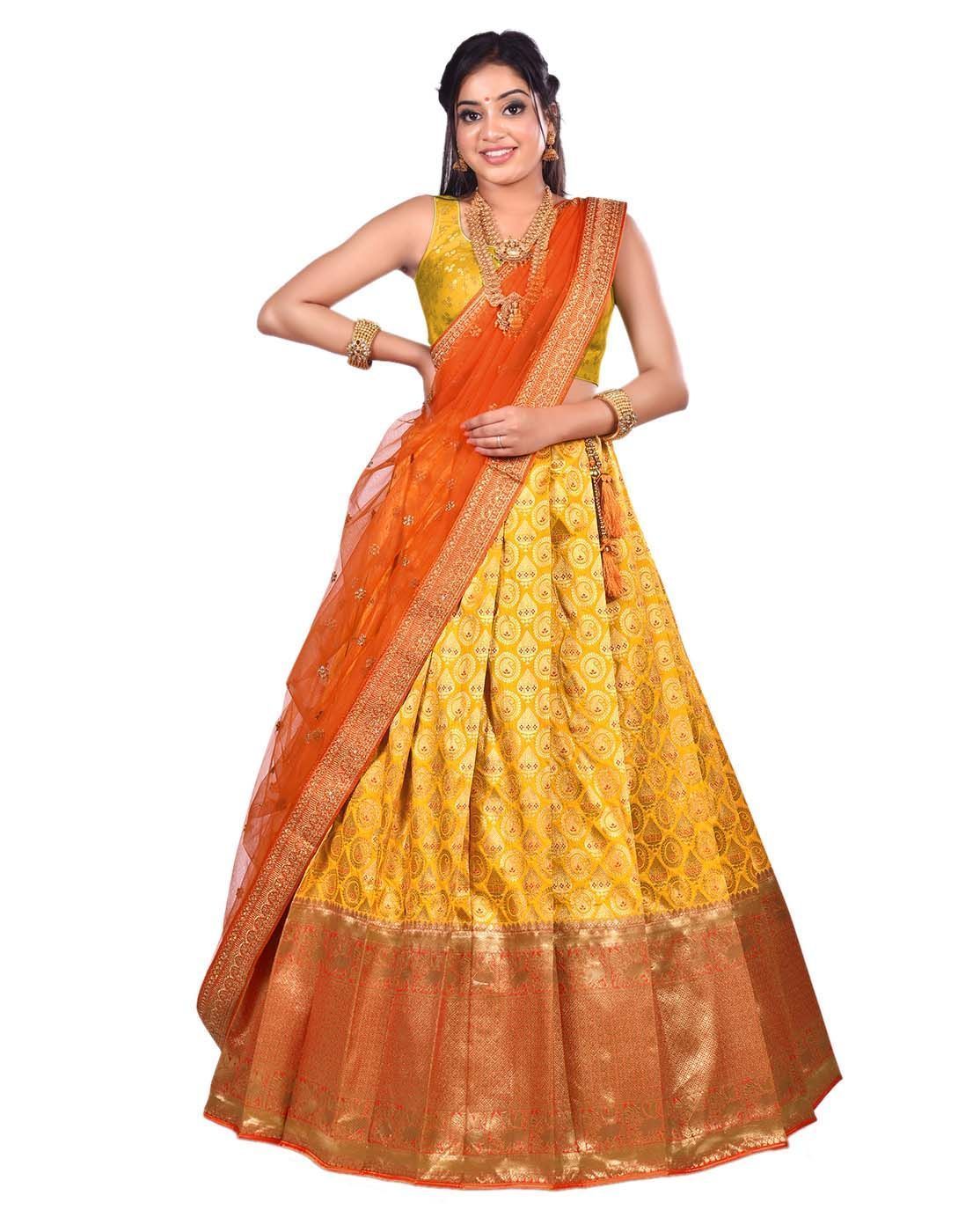 Radiant Pleated Semi-Stitched Lehenga With Zari Work, Net Dupatta, And Unstitched Blouse