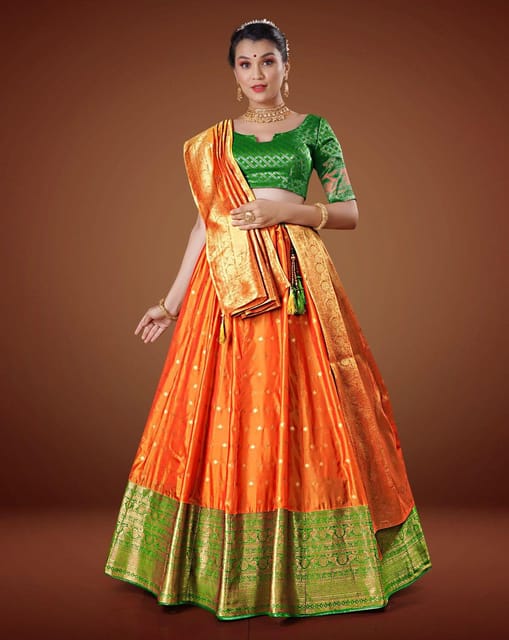 Buy Stunning Green Mirror Work Rajwadi Silk Mehendi Wear Lehenga Choli -  Zeel Clothing