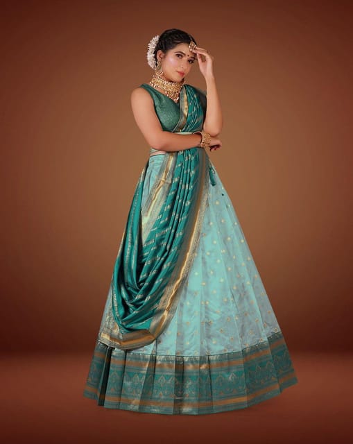 Rama Green Colour Art Silk Fabric Designer Lehenga Choli.