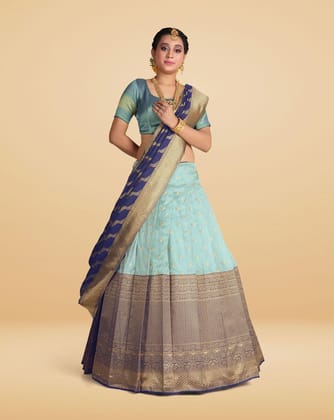 Banarasi Silk Zari Woven Half Saree And Lehenga Choli