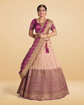 Banarasi Silk Zari Woven Half Saree And Lehenga Choli