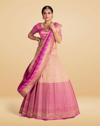 Banarasi Silk Zari Woven Half Saree And Lehenga Choli