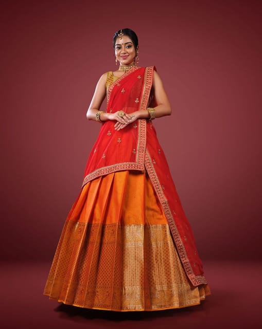 Pure Banarasi Silk Designer Lehenga Saree at Rs 6730/piece in Surat | ID:  16758084262