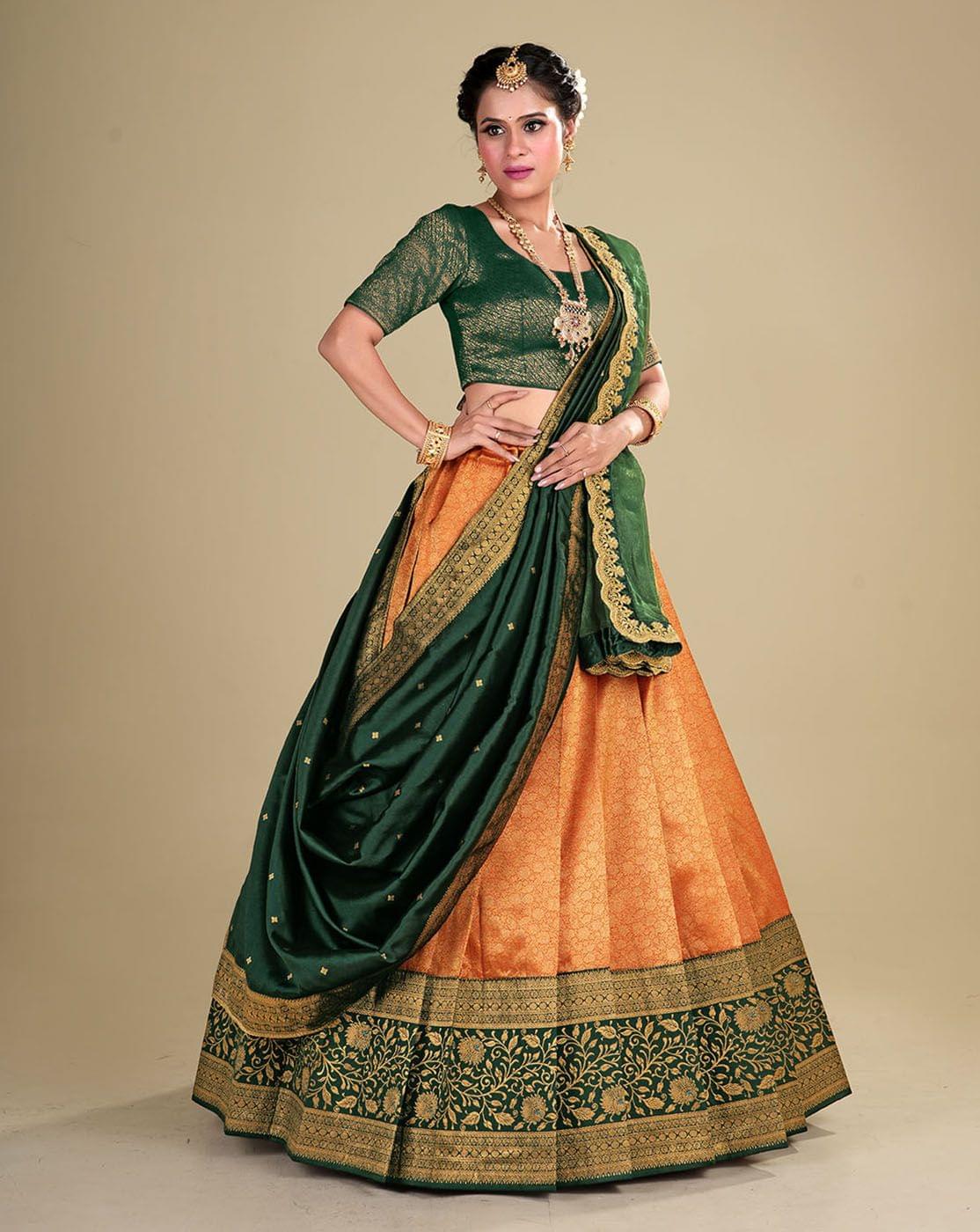 Buy Vasoya Fashion Women's UnStitched Traditional Kanjivaram Silk Lehenga  Choli With Blouse And Dupatta, Pattu Half Saree (SKY BLUE) at Amazon.in