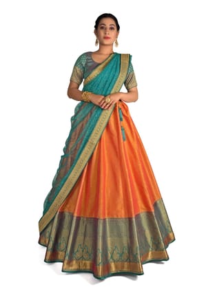 Banarasi Silk Semi-Stitched Lehenga With Unstitched Blouse And Dupatta