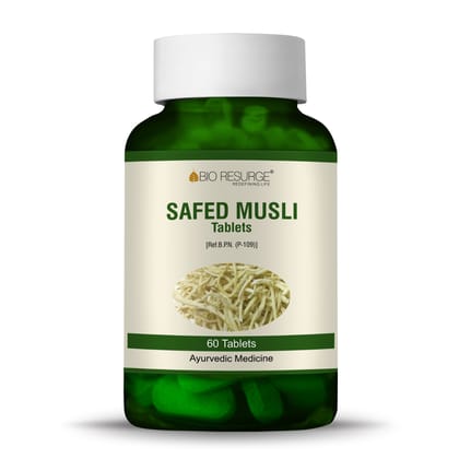 Bio Resurge Safed Musli Tablets | Exctract of Safed musli for energy & stamina in Men & Women body | 750 mg (60 tablets)