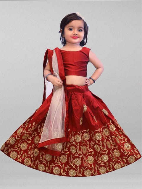 Buy The Magic Wand Lehenga Choli Set for Girls Kids | Kota Doria Lace  Embellished Readymade Dresses |Short Sleeves Festive Ethnic wear | Color  -Marron | Size - 2-3 Years at Amazon.in