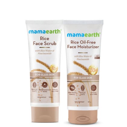 MAMAEARTH Rice Scrub (100 gm) + Moisturzer (80 gm) COMBO Pack of 2