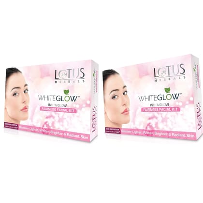 Lotus Herbals Whiteglow Insta Glow 1 Facial Kit for Cleansing, Whitening, Smoothing For Radiant Glowing Skin (40 gm each) Pack of 2