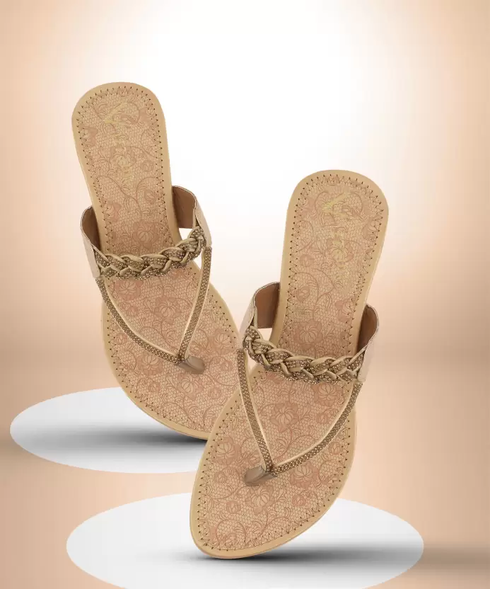 Women Gold Flats Sandal