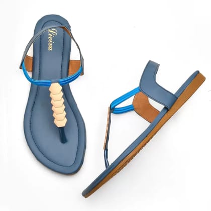 Women Blue Flats Sandal