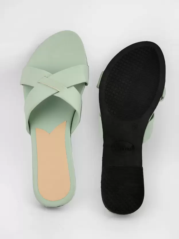 Women Green Flats Sandal