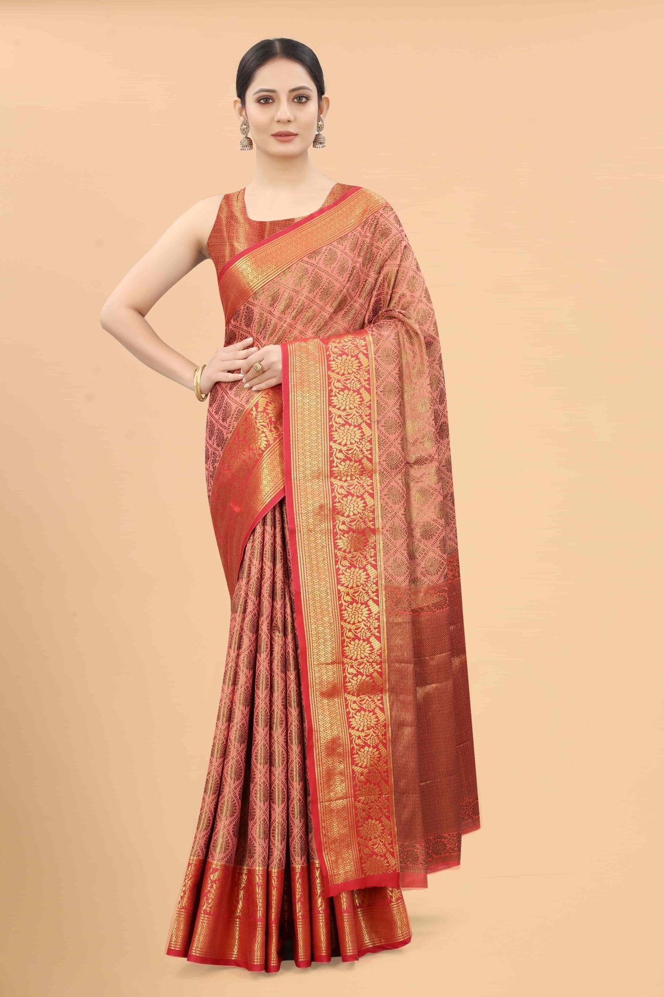 Silk Zone Women's Banarasi Silk Woven Saree With Unstiched Blouse Piece