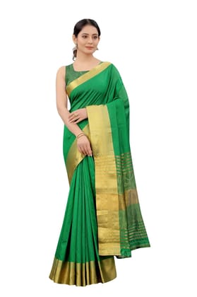 Women's Solid  Woven Design Saree With Unstiched Blouse Piece