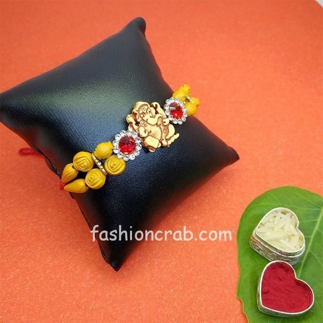 Ganesha Embellished Rakhi for Brother by FashionCrab