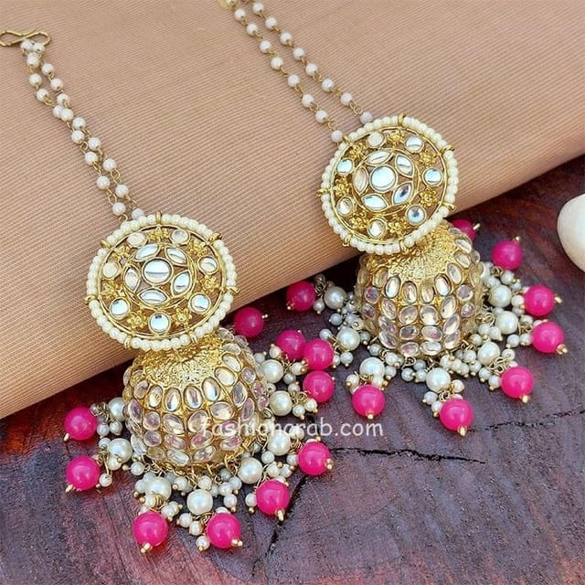 Buy Zaveri Pearls Set of 2 Rani Pink Meenakari Stone and Cluster Beads  Jhumki Earring-ZPFK14919 Online