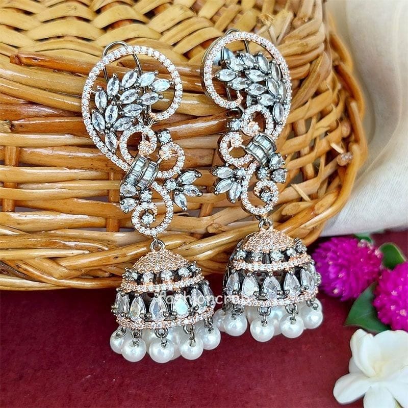 Buy Bindhani's Gold-Plated Big Kundan Jhumka Earrings With Pearl Drop