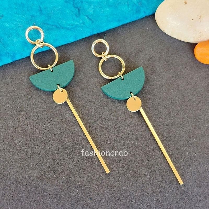 Blue Color Enamel Pearl Embellished Chandbali Earring by FashionCrab