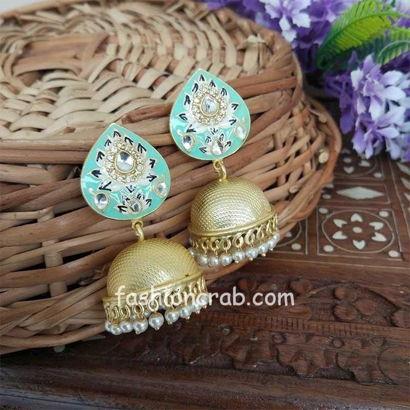 Emerald Green Kundan Traditional Earrings By Much More