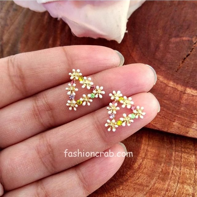 Gold Triangle Stud Earrings