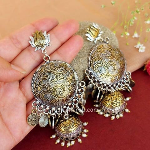 Broad Chandbali Style Big Ear Studs For Women Gold Covering ER25101