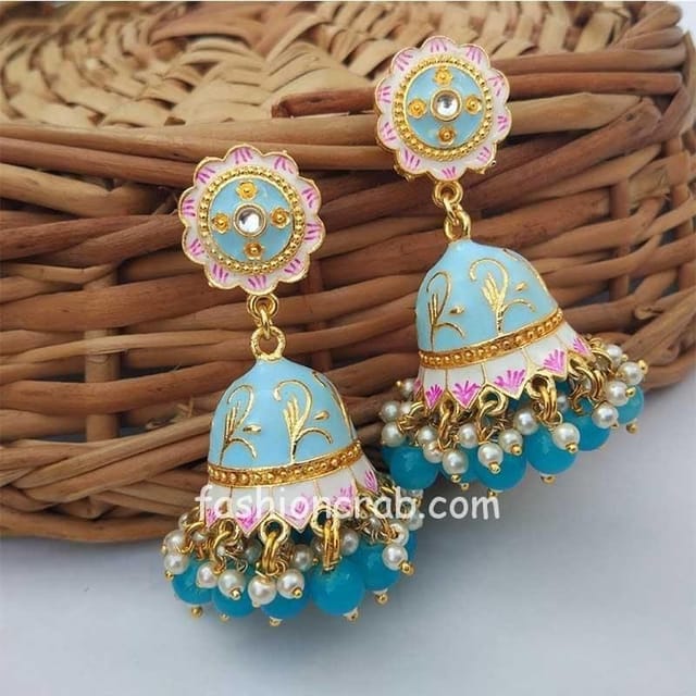 Turquoise Jhumka Earrings – Shasmis