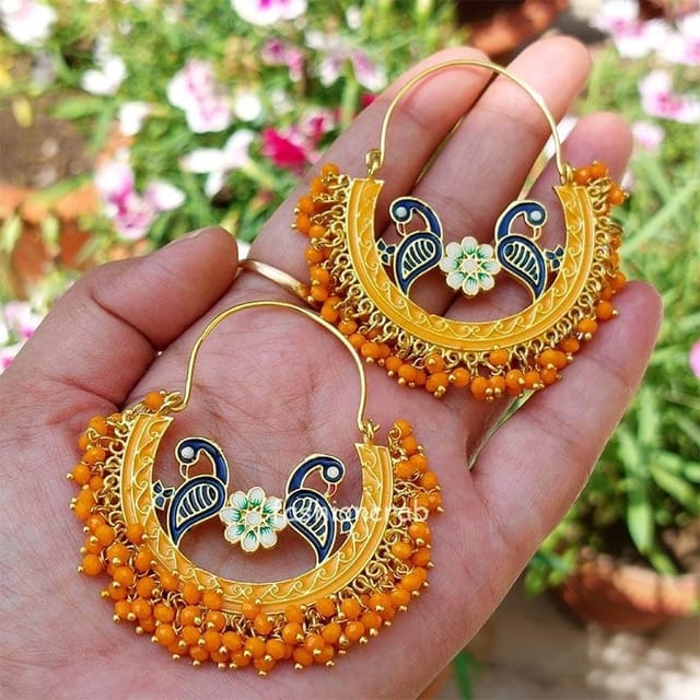 Yellow Color Pipal Patti Earring for Lehenga | FashionCrab.com | Bold  statement jewelry, Exclusive designer jewellery, Online earrings