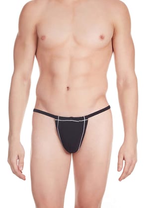 La Intimo Men's Cotton Modal Spandex Sexy Real Feel G-String Underwear Black