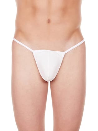 La Intimo Men's Nylon Spandex Ring G-String Underwear (White)