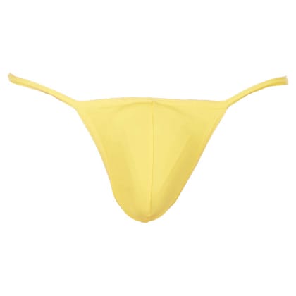 La Intimo Men's Nylon Spandex Ring G-String Underwear (Yellow)