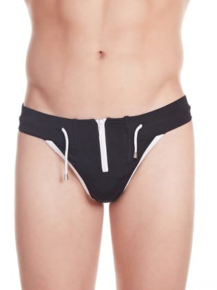 La Intimo Men's Polyester Zipper Jockstrap Underwear (Black)