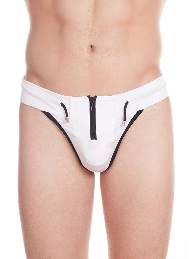 La Intimo Men's Polyester Zipper Jockstrap Underwear White