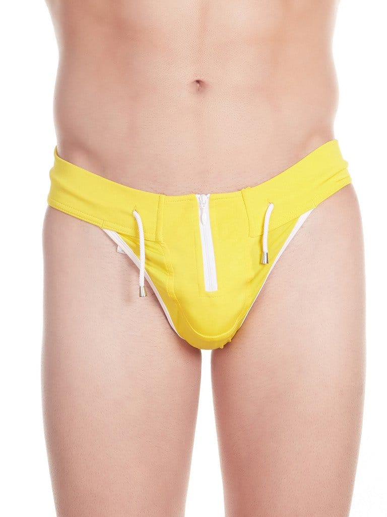 La Intimo Men's Polyester Spandex Double Layered Jockstrap Underwear (Yellow)