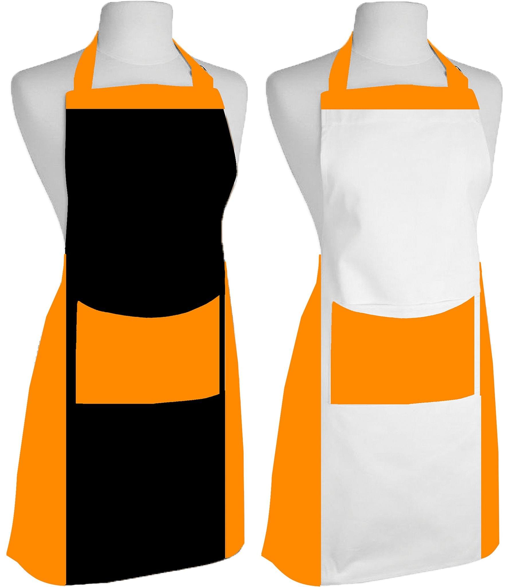 AIRWILL, 100% Cotton Oven Designer Aprons, Sized 65cm in Width & 80cm in Length with 1 Center Pocket, Adjustable Buckle on Top and 2 Long Ties on Both 2 Sides. Pack of 2 pieces