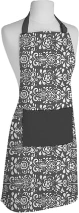 AIRWILL Cotton Designer Printed Aprons with 1 Center Pocket, Adjustable Buckle on Top and 2 Long Ties on Both 2 Sides (65x80cm) - Pack of 1