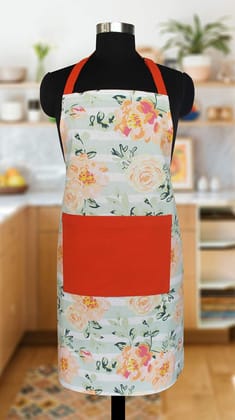 AIRWILL Cotton Floral Design Multicolor Color Apron (Pack of 1pc)