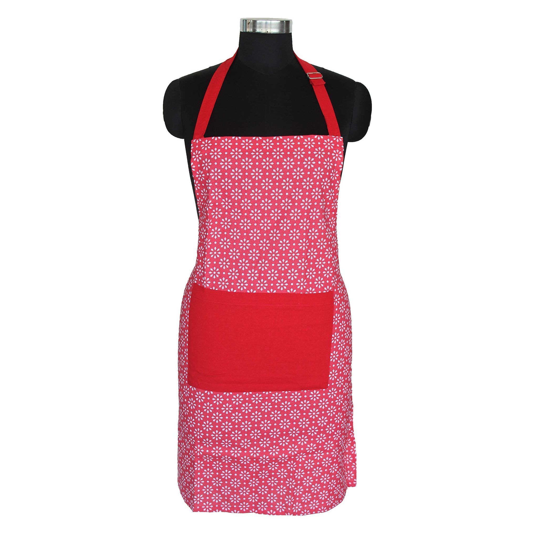 AIRWILL, 100% Cotton Designer Self Designed Bib Apron, Sized 65cm in Width and 80cm in Length with 2 Long Straps on Both Sides and Adjustable Buckle on Top. Pack of 1 pc