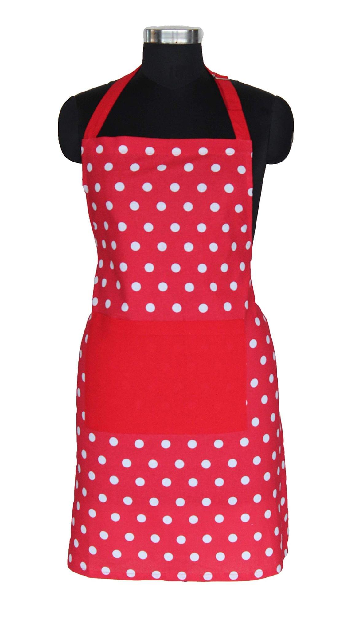 AIRWILL, 100% cotton designer aprons, sized 65cm in width and 80cm in length with 1 center pocket, adjustable buckle on top and 2 long ties on both 2 sides. Pack of 1 piece.