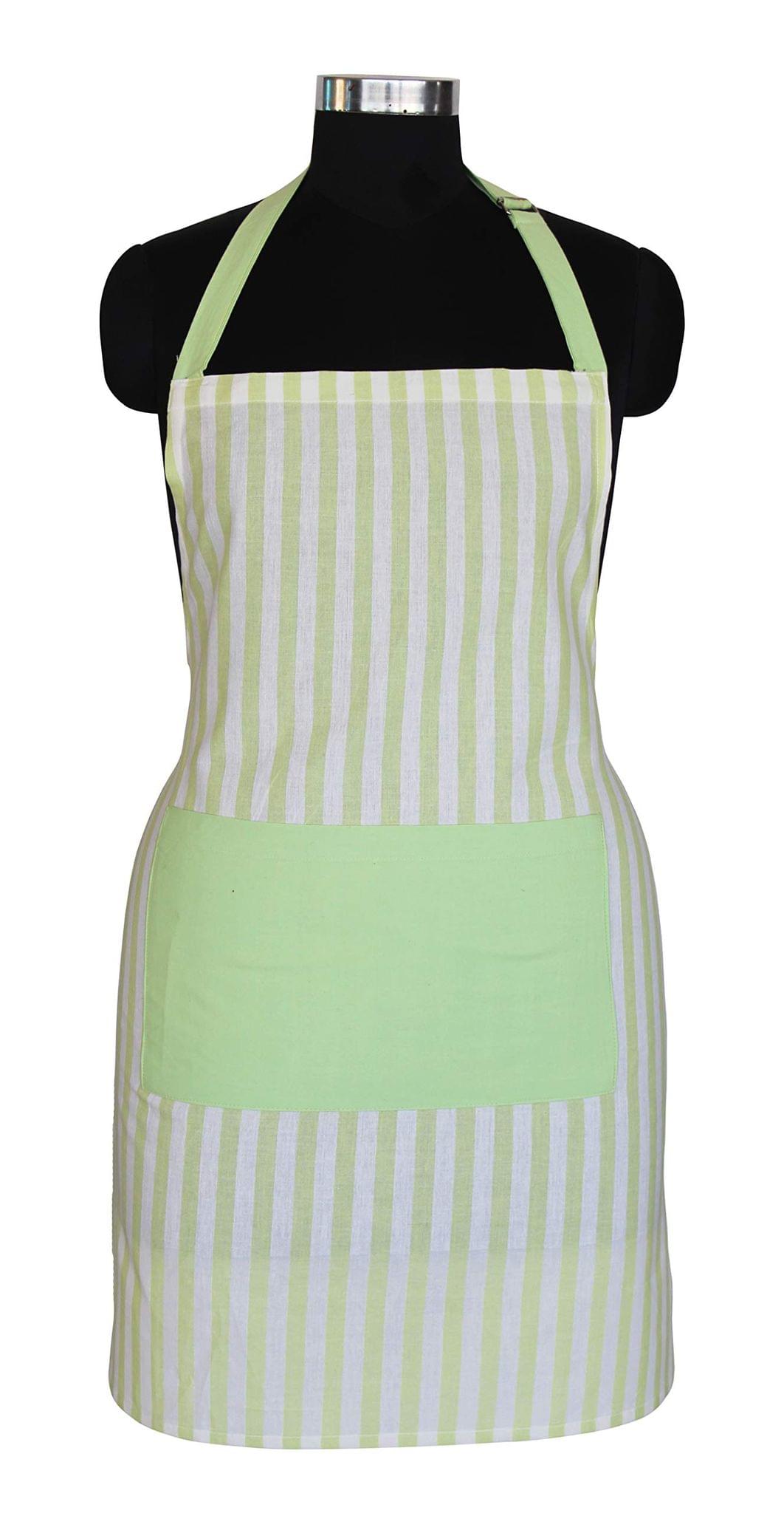 AIRWILL, 100% cotton designer aprons, sized 65cm in width and 80cm in length with 1 center pocket, adjustable buckle on top and 2 long ties on both 2 sides. Pack of 1 piece.