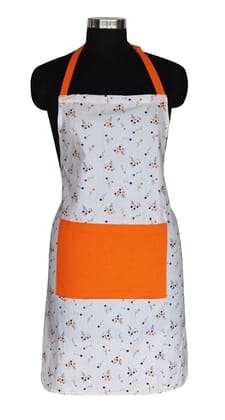 AIRWILL, 100% cotton designer aprons, sized 65cm in width and 80cm in length with 1 center pocket, adjustable buckle on top and 2 long ties on both 2 sides. Pack of 1 piece.