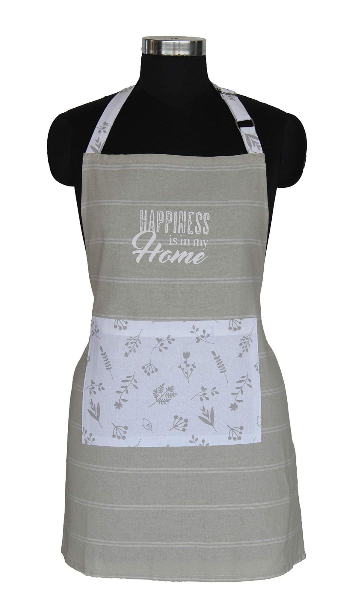 AIRWILL, 100% Cotton Designer Aprons, Sized 65cm in Width and 80cm in Length with 1 Center Pocket, Adjustable Buckle on top and 2 Long Ties on Both 2 Sides. Pack of 1 Piece.