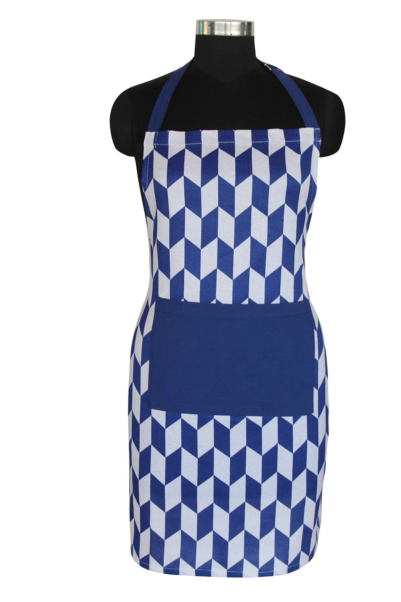 AIRWILL, 100% cotton designer aprons, sized 65cm in width and 80cm in length with 1 center pocket, adjustable buckle on top and 2 long ties on both 2 sides. Pack of 1 piece.