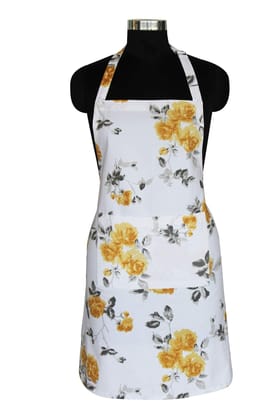 AIRWILL, 100% cotton designer aprons, sized 65cm in width and 80cm in length with 1 center pocket, adjustable buckle on top and 2 long ties on both 2 sides. Pack of 1 piece.