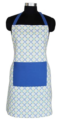 AIRWILL, 100% cotton designer aprons, sized 65cm in width and 80cm in length with 1 center pocket, adjustable buckle on top and 2 long ties on both 2 sides. Pack of 1 piece.